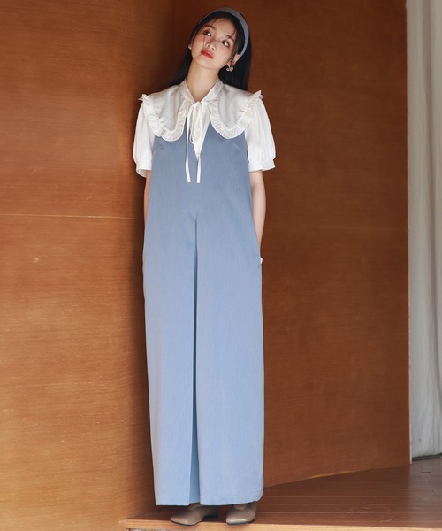 SAISON DE PAPILLON(セゾンドパピヨン)の「ディープVネックサロペット(サロペット/オーバーオール・レディース・ブラック/ピンク/ブルー・S/M/L)」の12枚目の写真