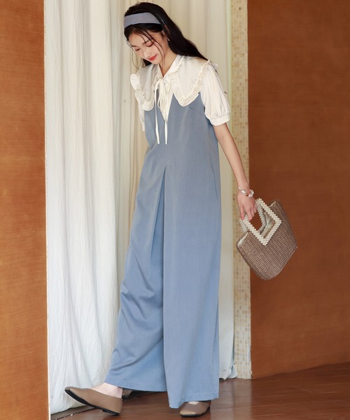 SAISON DE PAPILLON(セゾンドパピヨン)の「ディープVネックサロペット(サロペット/オーバーオール・レディース・ブラック/ピンク/ブルー・S/M/L)」の13枚目の写真