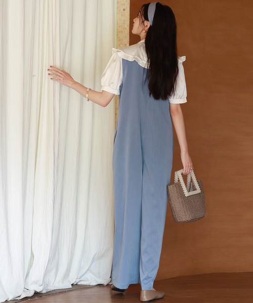 SAISON DE PAPILLON(セゾンドパピヨン)の「ディープVネックサロペット(サロペット/オーバーオール・レディース・ブラック/ピンク/ブルー・S/M/L)」の15枚目の写真