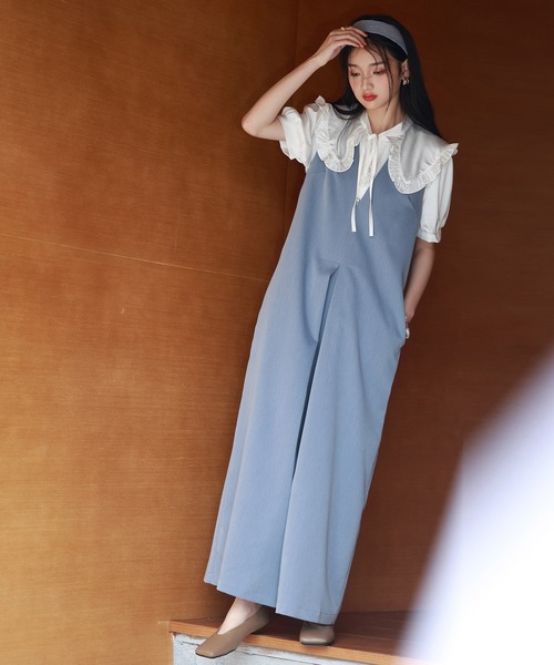 SAISON DE PAPILLON(セゾンドパピヨン)の「ディープVネックサロペット(サロペット/オーバーオール・レディース・ブラック/ピンク/ブルー・S/M/L)」の17枚目の写真