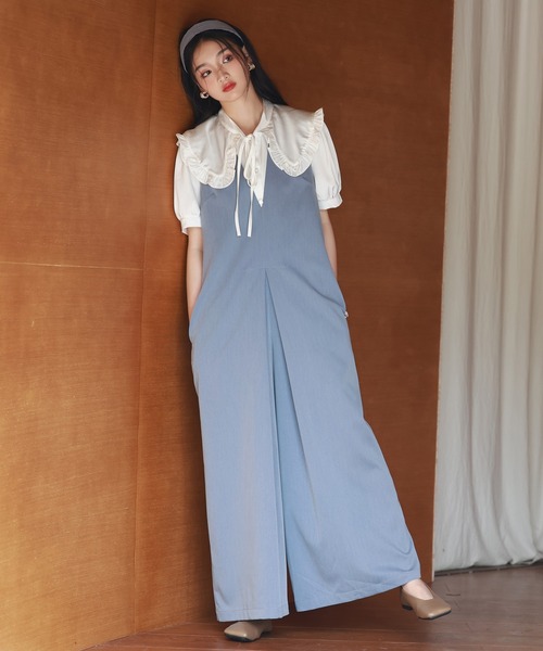 SAISON DE PAPILLON(セゾンドパピヨン)の「ディープVネックサロペット(サロペット/オーバーオール・レディース・ブラック/ピンク/ブルー・S/M/L)」の18枚目の写真