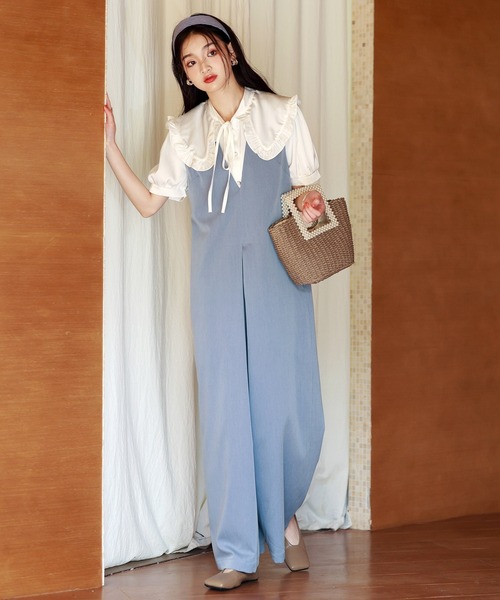 SAISON DE PAPILLON(セゾンドパピヨン)の「ディープVネックサロペット(サロペット/オーバーオール・レディース・ブラック/ピンク/ブルー・S/M/L)」の19枚目の写真