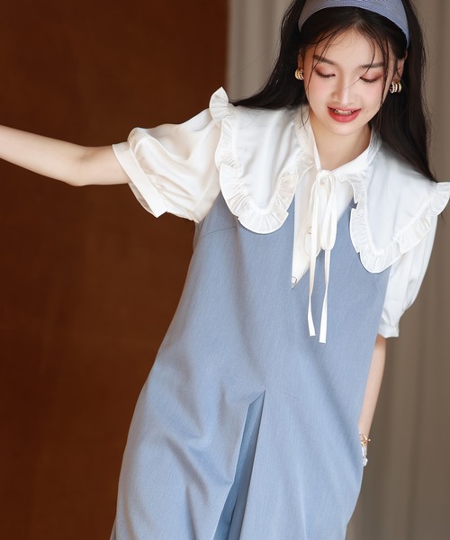 SAISON DE PAPILLON(セゾンドパピヨン)の「ディープVネックサロペット(サロペット/オーバーオール・レディース・ブラック/ピンク/ブルー・S/M/L)」の21枚目の写真