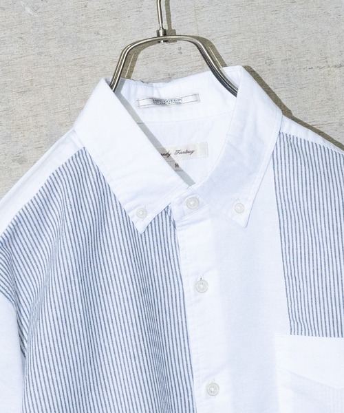 JOHN'S CLOSET（ジョンズクローゼット）の「【a】クレイジー切り替えオックスレギュラーBDシャツ 長袖（シャツ/ブラウス・メンズ・ホワイト/ホワイト系その他/ブルー系その他/ネイビー・MEDIUM/LARGE）」の5枚目の写真