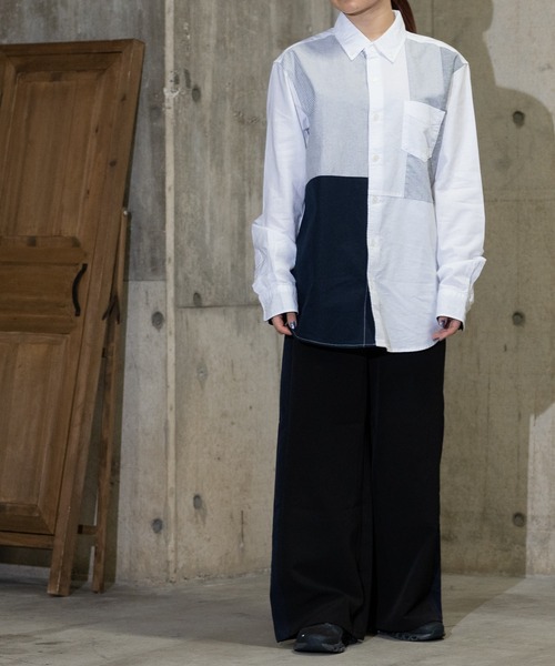 JOHN'S CLOSET（ジョンズクローゼット）の「【a】クレイジー切り替えオックスレギュラーBDシャツ 長袖（シャツ/ブラウス・メンズ・ホワイト/ホワイト系その他/ブルー系その他/ネイビー・MEDIUM/LARGE）」の13枚目の写真