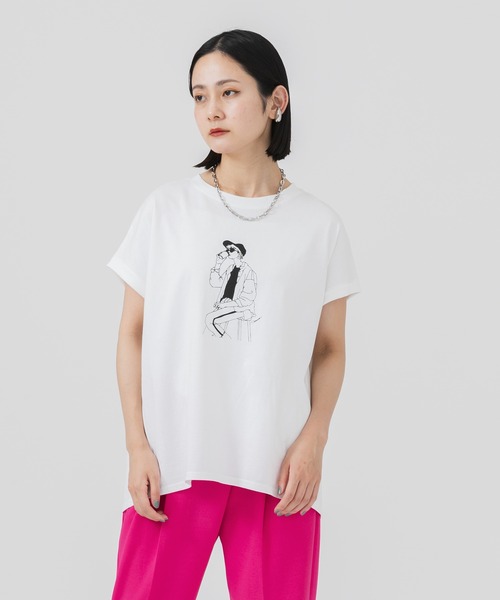 CLOCHE（クロシェ）の「cloche 女の子T（Tシャツ/カットソー・レディース・ホワイト/ブラック/ベージュ・FREE）」の2枚目の写真