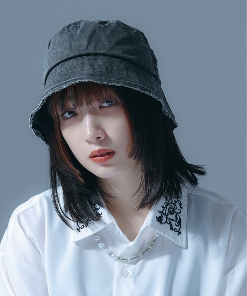 Ellno Loset（エルノロゼット）の「ダメージバケハ（ハット・メンズ・ブラック・FREE）」の3枚目の写真