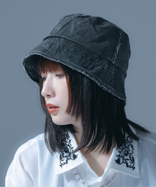 Ellno Loset（エルノロゼット）の「ダメージバケハ（ハット・メンズ・ブラック・FREE）」の6枚目の写真