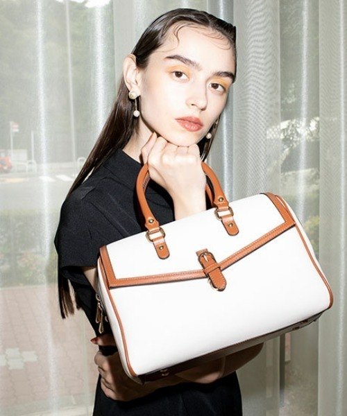 EIMY ISTOIRE（エイミーイストワール）の「カラーエッジボストンバッグ（ボストンバッグ・レディース・アイボリー・FREE）」の5枚目の写真