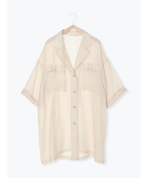 Samansa Mos2 blue(サマンサモスモスブルー)の「◎ビッグシャツ(シャツ/ブラウス・レディース・ベージュ/カーキ/キナリ・フリ-)」の4枚目の写真