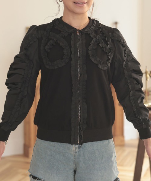 DONOBAN（ドノバン）の「フリルブルゾン（ブルゾン・レディース・ブラック/ネイビー・F）」の12枚目の写真