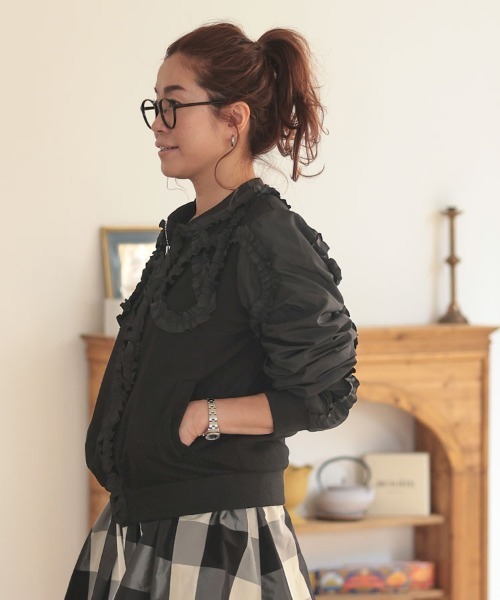 DONOBAN（ドノバン）の「フリルブルゾン（ブルゾン・レディース・ブラック/ネイビー・F）」の6枚目の写真