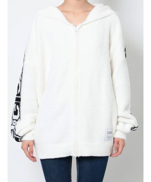GYDA（ジェイダ）の「SYMMETRY GYDA LINE モールヤーンニットパーカー（カーディガン/ボレロ・レディース・オフホワイト/ブラック・FREE）」の18枚目の写真