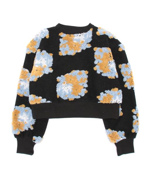 STYLEBLOCK(スタイルブロック)の「花柄JQボアショートプルオーバー(Tシャツ/カットソー・レディース・ブルー/ブラック・M)」の4枚目の写真