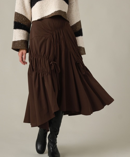 Cheek(チーク)の「シャーリングイレヘムスカート(スカート・レディース・ブラック/ベージュ/ブラウン・SMALL/MEDIUM)」の1枚目の写真