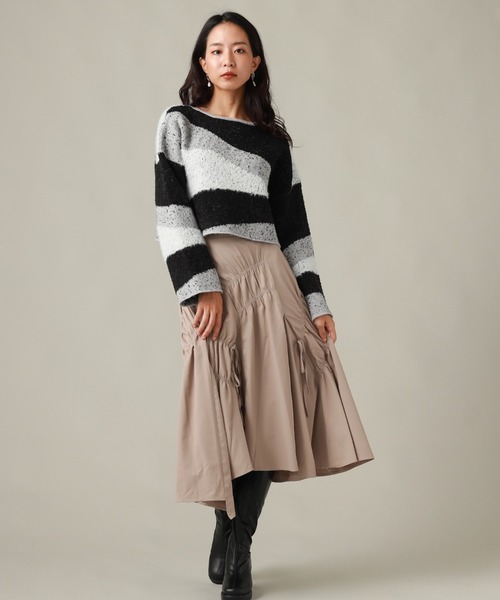 Cheek(チーク)の「シャーリングイレヘムスカート(スカート・レディース・ブラック/ベージュ/ブラウン・SMALL/MEDIUM)」の16枚目の写真