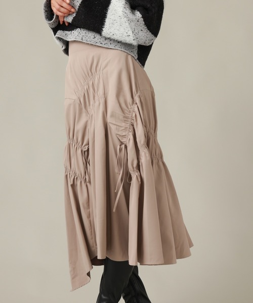 Cheek(チーク)の「シャーリングイレヘムスカート(スカート・レディース・ブラック/ベージュ/ブラウン・SMALL/MEDIUM)」の10枚目の写真