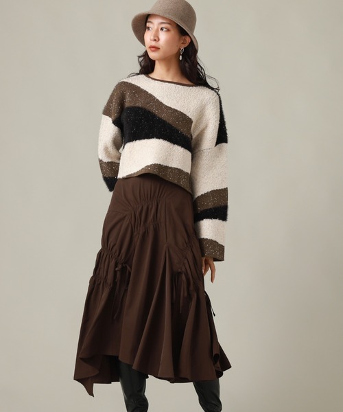 Cheek(チーク)の「シャーリングイレヘムスカート(スカート・レディース・ブラック/ベージュ/ブラウン・SMALL/MEDIUM)」の17枚目の写真