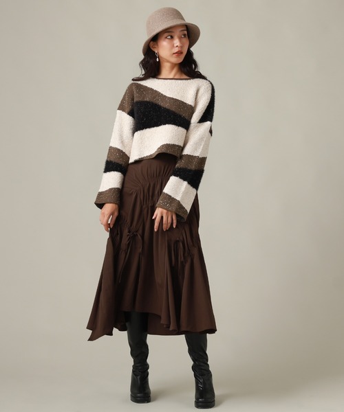 Cheek(チーク)の「シャーリングイレヘムスカート(スカート・レディース・ブラック/ベージュ/ブラウン・SMALL/MEDIUM)」の5枚目の写真