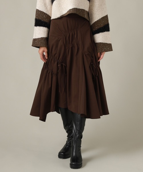 Cheek(チーク)の「シャーリングイレヘムスカート(スカート・レディース・ブラック/ベージュ/ブラウン・SMALL/MEDIUM)」の8枚目の写真