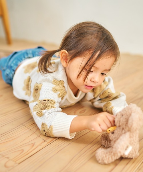 apres les cours(アプレレクール)の「tiny bear ジャガードニット_ウォッシャブル(ニット/セーター・キッズ・アイボリー/ブラウン・100/120/90)」の4枚目の写真