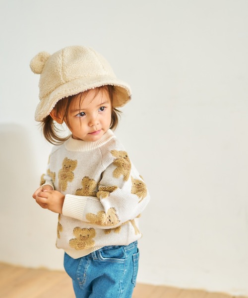 apres les cours(アプレレクール)の「tiny bear ジャガードニット_ウォッシャブル(ニット/セーター・キッズ・アイボリー/ブラウン・100/120/90)」の3枚目の写真