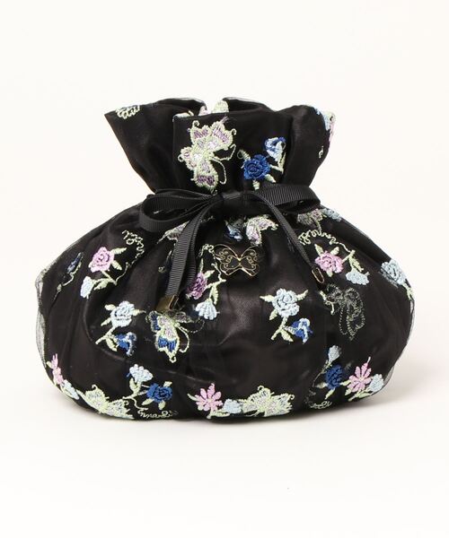 ANNA SUI（アナスイ）の「チュール巾着ポーチ（ポーチ・レディース・ブラック/パープル・FREE）」の2枚目の写真
