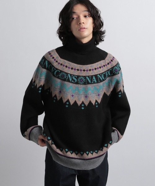 HARE(ハレ)の「レタリングノルディックニット(HARE)(ニット/セーター・メンズ・ブラック/ホワイト・FREE)」の7枚目の写真