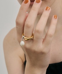 【金属アレルギー対応】Bud 2way pearl ear cuff ring (2WAYパールイヤーカフ・リング)片耳用