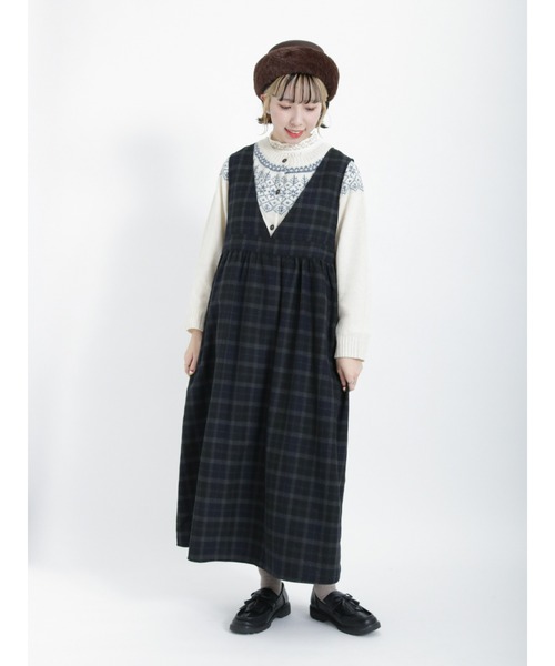 Samansa Mos2（サマンサ モスモス）の「花柄ジャカードニットカーディガン（カーディガン/ボレロ・レディース・グリーン/レッド/チャコール/キナリ・ﾌﾘ-）」の7枚目の写真