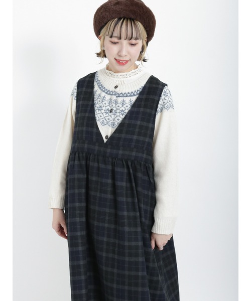 Samansa Mos2（サマンサ モスモス）の「花柄ジャカードニットカーディガン（カーディガン/ボレロ・レディース・グリーン/レッド/チャコール/キナリ・ﾌﾘ-）」の8枚目の写真