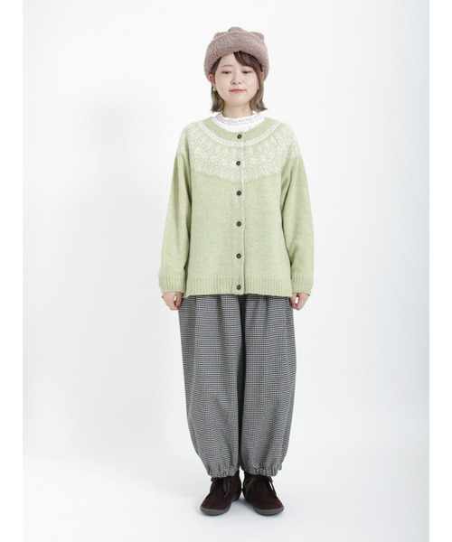 Samansa Mos2（サマンサ モスモス）の「花柄ジャカードニットカーディガン（カーディガン/ボレロ・レディース・グリーン/レッド/チャコール/キナリ・ﾌﾘ-）」の9枚目の写真