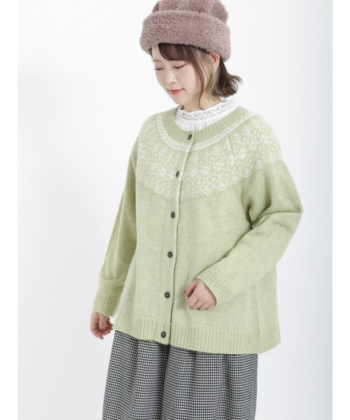 Samansa Mos2（サマンサ モスモス）の「花柄ジャカードニットカーディガン（カーディガン/ボレロ・レディース・グリーン/レッド/チャコール/キナリ・ﾌﾘ-）」の11枚目の写真