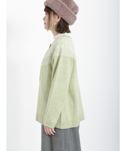 Samansa Mos2（サマンサ モスモス）の「花柄ジャカードニットカーディガン（カーディガン/ボレロ・レディース・グリーン/レッド/チャコール/キナリ・ﾌﾘ-）」の13枚目の写真