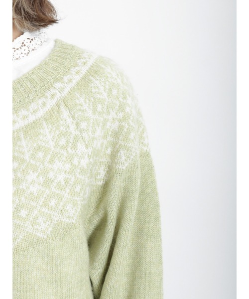 Samansa Mos2（サマンサ モスモス）の「花柄ジャカードニットカーディガン（カーディガン/ボレロ・レディース・グリーン/レッド/チャコール/キナリ・ﾌﾘ-）」の16枚目の写真