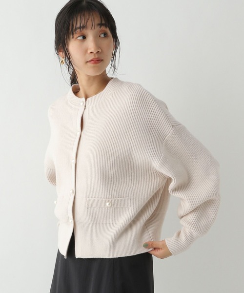 ♡極美品♡ Rene 希少 38 パールボタン カーディガン ホワイト 白 A part by(アパートバイ)の「パールボタンカーディガン