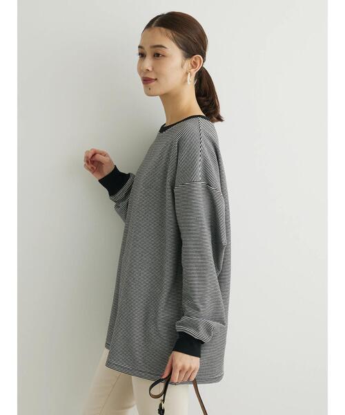 Green　Parks（グリーンパークス）の「起毛スムースボーダープルオーバー（Tシャツ/カットソー・レディース・ネイビー/ブラック/グリーン/パープル/ピンク・FREE）」の15枚目の写真