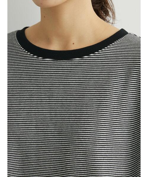 Green　Parks（グリーンパークス）の「起毛スムースボーダープルオーバー（Tシャツ/カットソー・レディース・ネイビー/ブラック/グリーン/パープル/ピンク・FREE）」の17枚目の写真