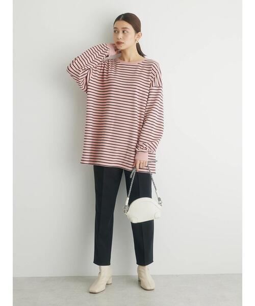 Green　Parks（グリーンパークス）の「起毛スムースボーダープルオーバー（Tシャツ/カットソー・レディース・ネイビー/ブラック/グリーン/パープル/ピンク・FREE）」の19枚目の写真