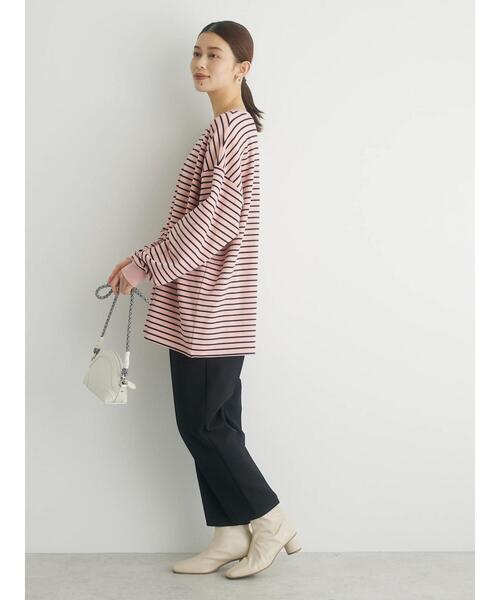 Green　Parks（グリーンパークス）の「起毛スムースボーダープルオーバー（Tシャツ/カットソー・レディース・ネイビー/ブラック/グリーン/パープル/ピンク・FREE）」の20枚目の写真