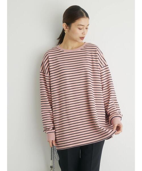 Green　Parks（グリーンパークス）の「起毛スムースボーダープルオーバー（Tシャツ/カットソー・レディース・ネイビー/ブラック/グリーン/パープル/ピンク・FREE）」の21枚目の写真