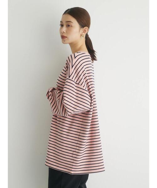 Green　Parks（グリーンパークス）の「起毛スムースボーダープルオーバー（Tシャツ/カットソー・レディース・ネイビー/ブラック/グリーン/パープル/ピンク・FREE）」の22枚目の写真