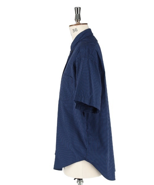 GYMPHLEX（ジムフレックス）の「GYMPHLEX/ジムフレックス　ボタンダウンシャツショートスリーブ　チェック　CHECK B.D.SHIRT SHORTSLEEVE GY-B0157 MUS（シャツ/ブラウス・メンズ・ネイビー/ブラウン・M/L）」の4枚目の写真