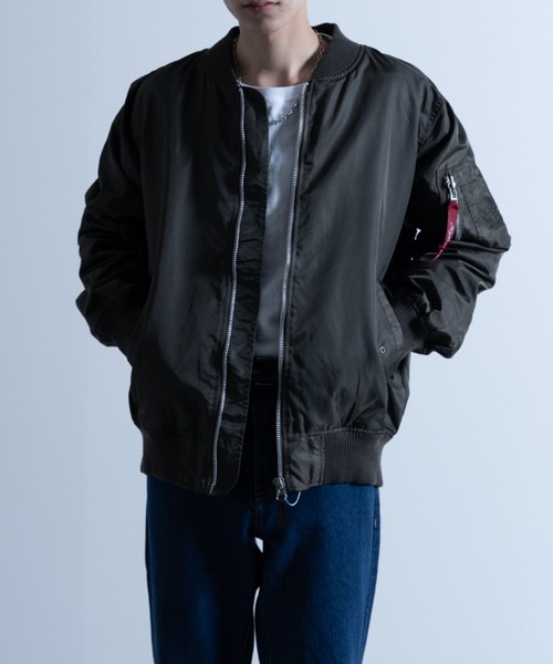 NYLAUS（ナイラス）の「ヘビーツイル ナイロン 裏タフタ MA-1 ミリタリージャケット（MA-1・メンズ・カーキ/ホワイト/ブラック・L/LL/M）」の3枚目の写真