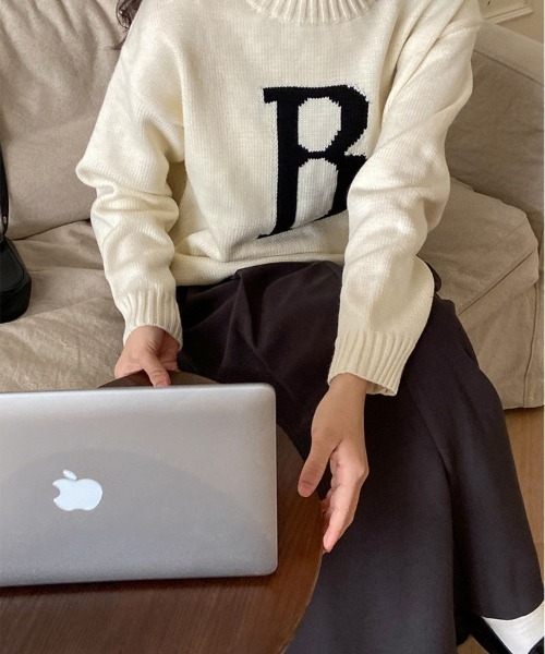 Vipoa（ヴィポア）の「レトロカレッジジャガードニット（ニット/セーター・レディース・ホワイト/レッド・FREE）」の10枚目の写真