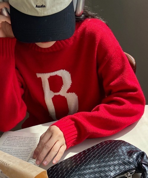 Vipoa（ヴィポア）の「レトロカレッジジャガードニット（ニット/セーター・レディース・ホワイト/レッド・FREE）」の16枚目の写真