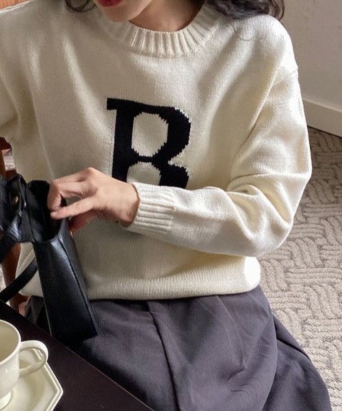 Vipoa（ヴィポア）の「レトロカレッジジャガードニット（ニット/セーター・レディース・ホワイト/レッド・FREE）」の17枚目の写真