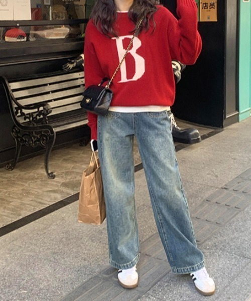 Vipoa（ヴィポア）の「レトロカレッジジャガードニット（ニット/セーター・レディース・ホワイト/レッド・FREE）」の18枚目の写真