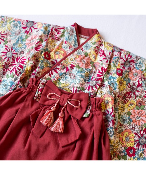mocmof(モクモフ)の「おめかし袴セット flowery(着物・キッズ・オレンジ/ブルー/レッド・80-90cm/70-80cm)」の10枚目の写真