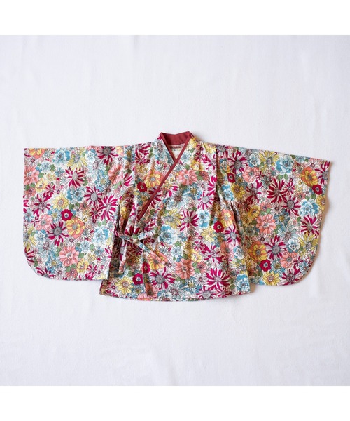 mocmof(モクモフ)の「おめかし袴セット flowery(着物・キッズ・オレンジ/ブルー/レッド・80-90cm/70-80cm)」の7枚目の写真